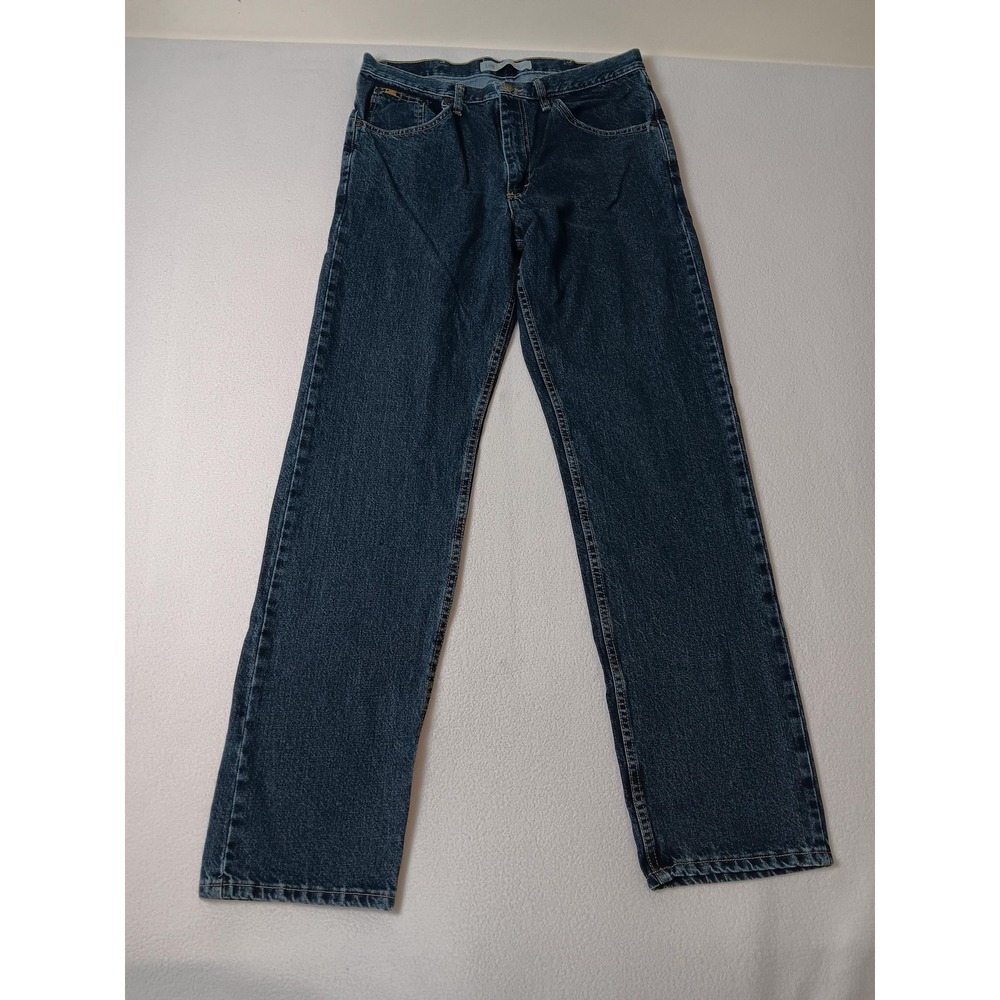 Lee Mens Regular Fit Straight Jeans Blue Dark Wash Denim 34x34 Classic Cotton